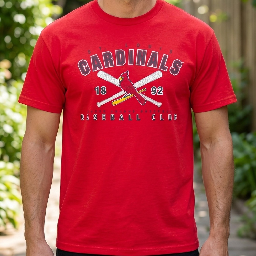 MLB‎ St Louis Cardinals Red Graphic T-Shirt Baseball Club 1892 Short Sleeve Tee